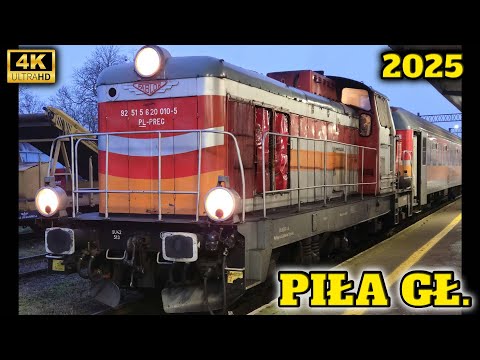 Pociągi na stacji Piła Główna — codzienny ruch kolejowy | 4K (2025)