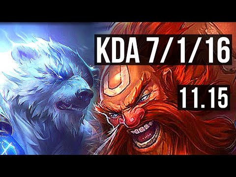 VOLIBEAR vs GRAGAS (JUNGLE) | 7/1/16, Rank 13 Voli | KR Challenger | v11.15