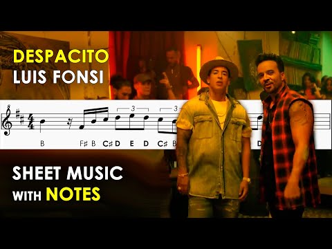 Despacito - Luis Fonsi | Sheet Music with Easy Notes for Recorder, Flute, Violin Beginners Tutorial