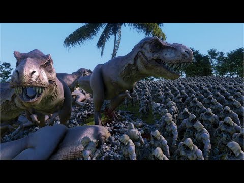 100,000 WILD MEN VS 1,000 T-REXES - Ultimate Epic Battle Simulator UEBS