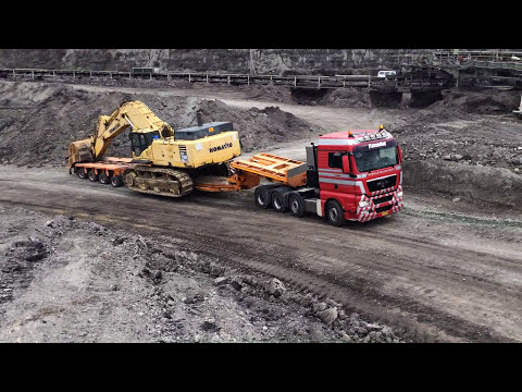 Transporting The Komatsu PC750SE Excavator - Fasoulas Heavy Transports