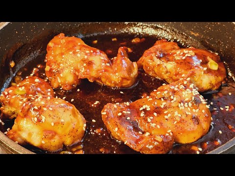 Air Fryer Chicken Thighs with a Sweet Sticky Honey Asian Style Sauce.