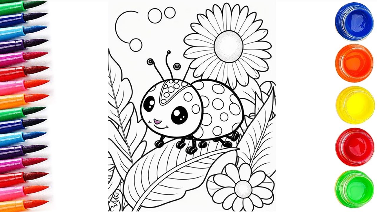 Easy Coloring Page Of  Lady Bug Coloring Page For Kids & Toddlers How To Coloring #applydrawing