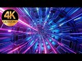 10 Hour 4k TV Fast Moving Metallic Blue Pink Neon Led Screen Light Tunnel Abstract Background Video