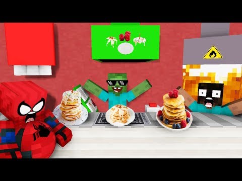 Monster School: WORK AT PANCAKE PLACE! - Minecraft Animation