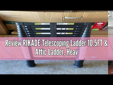 Review RIKADE Telescoping Ladder 10.5FT & Attic Ladder, Heavy Duty Aluminum with Non-Slip Feet, 330l