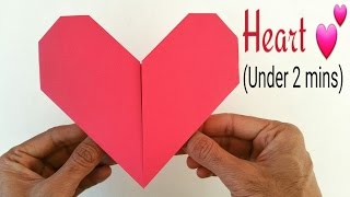 How to make an easy paper &quot;💕Heart&quot; under 2 minutes(A4 paper) - Valentine Origami for Beginners