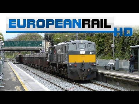 Iarnród Éireann Irish Rail 071 loco 087 + Tara Mines Ore Wagons pass Raheny Station