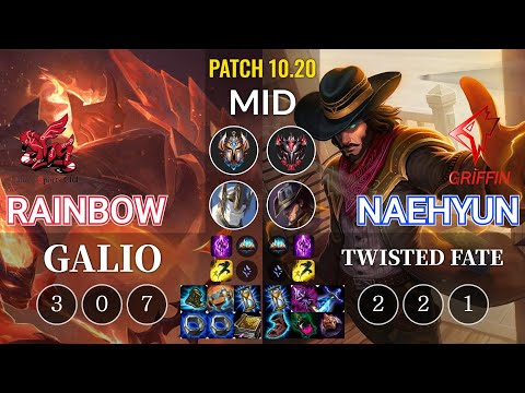 ahq Rainbow Galio vs GRF Naehyun Twisted Fate Mid - KR Patch 10.20