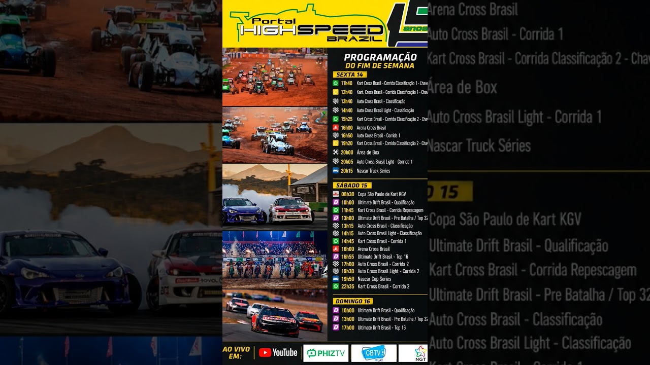 🚦🏁 **PROGRAMAÇÃO DO FIM DE SEMANA NA HIGH SPEED BRAZIL!** 🏁🚦