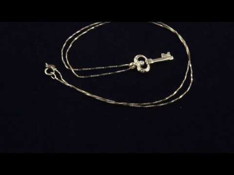 TELEIOS LUXE 18K GOLD 0.02CT DIAMOND FANCY KEY NECKLACE - TL0000023