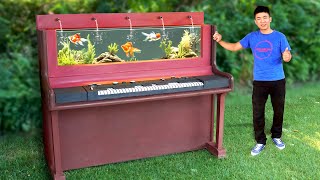 Challenge me! 96 hours to complete piano aquarium | Cement craft ideas