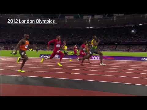 2008 2012 2016 Olympics Athletics Men's 100m Final Side View