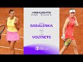 Aryna Sabalenka vs. Katie Volynets | 2024 Rome Round 2 | WTA Match Highlights