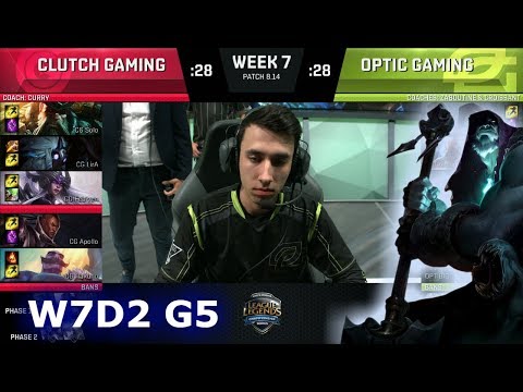 Clutch Gaming vs OpTic Gaming | Week 7 Day 2 S8 NA LCS Summer 2018 | CG vs OPT W7D2