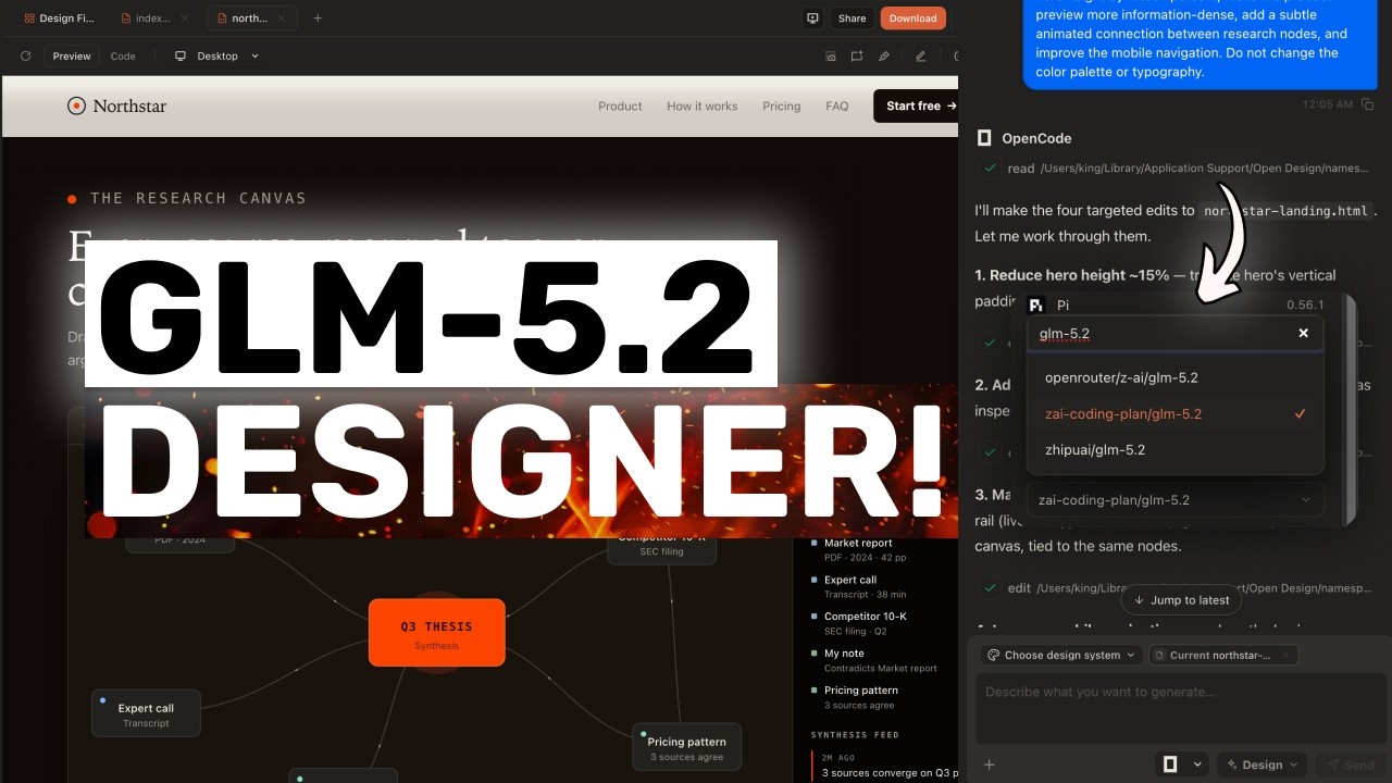 GLM-5.2 + OpenDesign: SOTA CHEAP DESIGN SYSTEM! This is AWESOME!