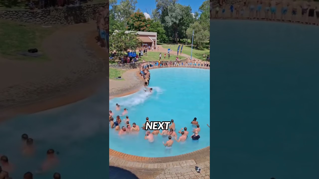 100-Person Pool Domino Chain