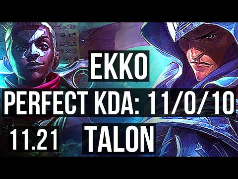 EKKO vs TALON (MID) | 11/0/10, Legendary, 900+ games | NA Master | v11.21