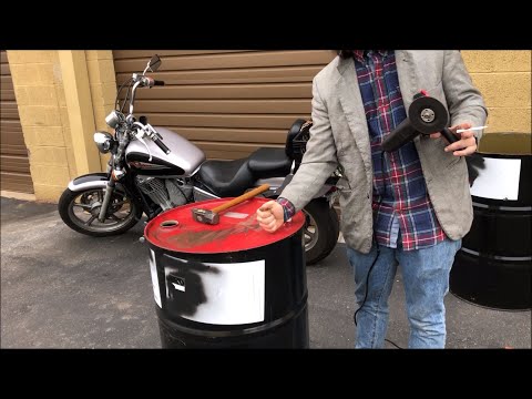 Taking the Top Lid off a 55 Gallon Oil Drum with an Angle Grinder Easy