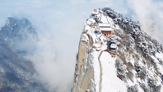 Snow covered HuaShan 华山 - aerial views