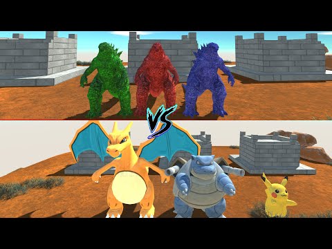 TEAM POKEMON VS TEAM GODZILLA  - Animal Revolt Battle Simulator