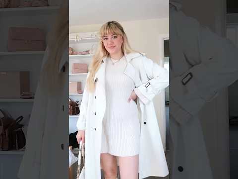 day 19⛸️ #allwhite #monochrome #whiteoutfit #knitdress #trenchcoat #kneehighboots #whiteboots #ootd