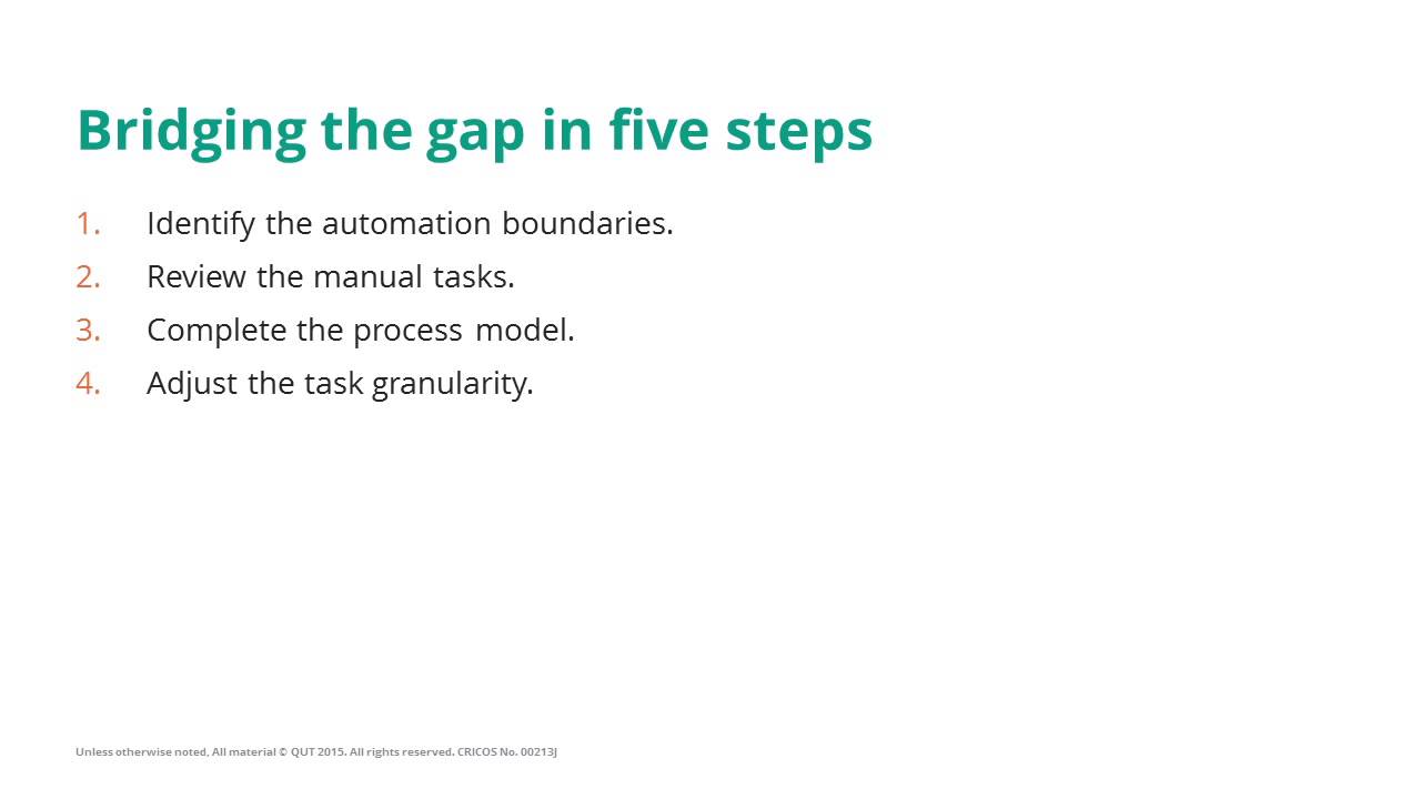 Bridging the gap in five steps