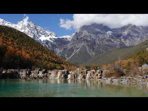 Live: Stunning waterfalls beneath Yulong Snow Mountain in Yunnan