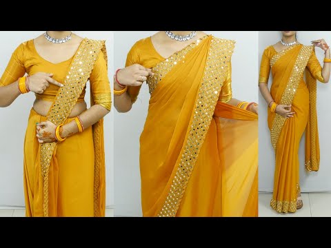 How to wear a Beautiful silk saree draping for wedding & functions | easy way to saree draping