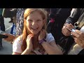 Tourist Girl From Sweden Is Challenged By Street Performers In Central London