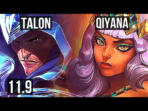 TALON vs QIYANA (MID) | 13/1/3, Quadra, 700+ games, Legendary, 1.1M mastery | KR Master | v11.9