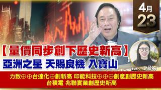 【財經至尊】王曈 0423《【量價同步創下歷史新高】》力致⊕⊕台達化⊕創新高，印能科技⊕⊕⊕創意創歷史新高，台積電 兆聯實業創歷史新高｜【波段獲利王】加入line@ king5588