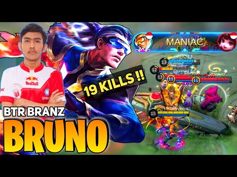 MANIAC! With19 Kills, Bruno Aggressive Gameplay By BTR Branz - Mobile Legends