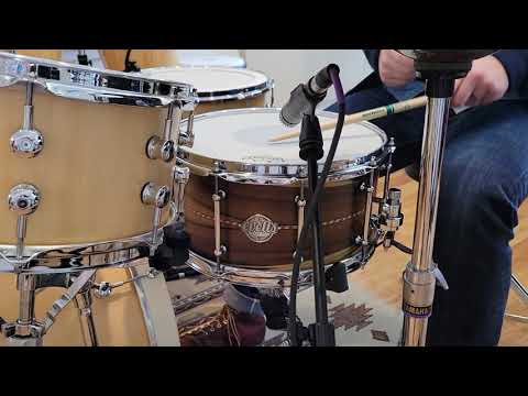 (SOLD) Snares - Evetts Drums 7x14 Spotted Gum Ply Snare Drum (Blackheart Veneer)