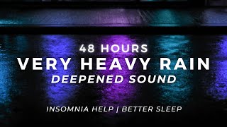 Powerful Rain - Sleep FAST & Beat Insomnia - Very Heavy Rain | 48 Hours