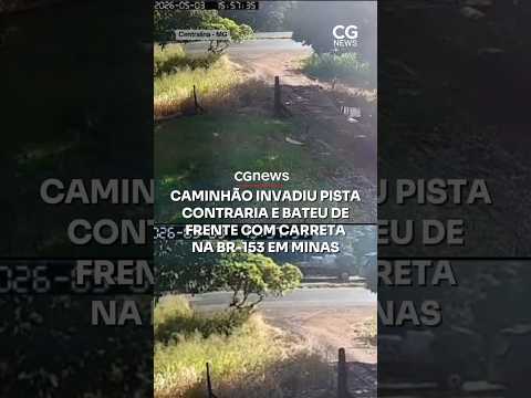 caminhão invadiu pista contrária e bateu de frente com carreta na BR-153 em Centralina - MG