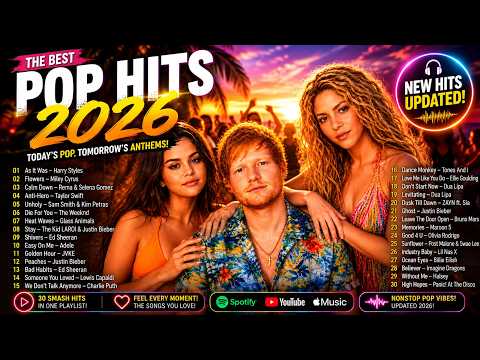 Ed Sheeran, Rihanna, Zayn, Adele, Dua Lipa, Selena Gomez, Bruno Mars, Taylor Swift 🎶Billboard Hot 50