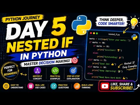 Python Journey Day 5 Nested If Statement In Python Python Tutorial For Beginners Hindi