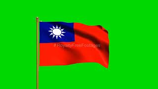 Taiwan National Flag | World Countries Flag Series | Green Screen Flag | Royalty Free Footages