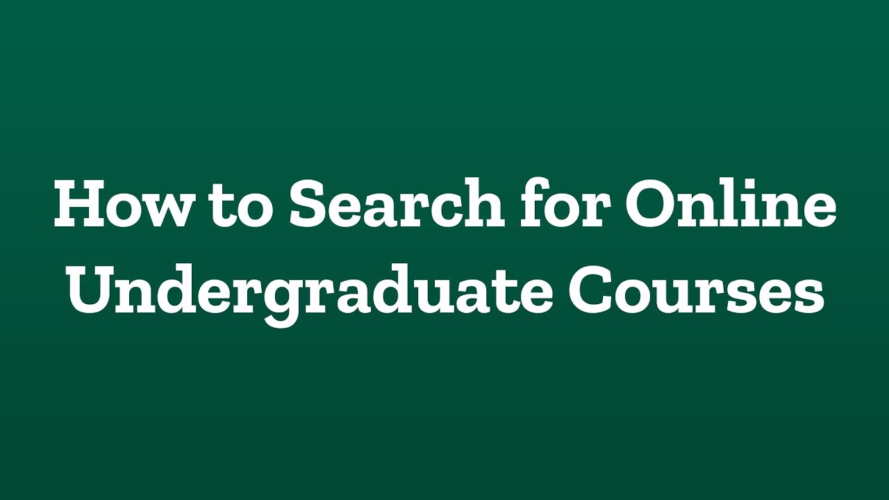 Online Undergraduate Course Offerings