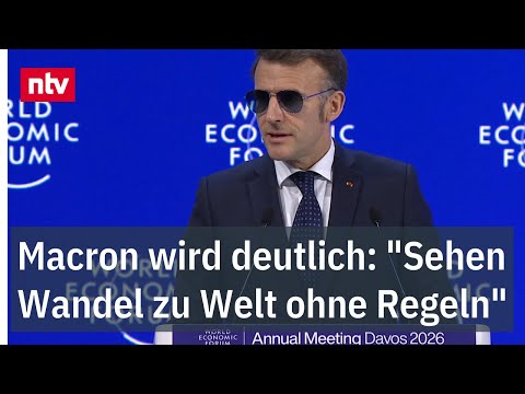 Macron wird deutlich: "Sehen Wandel zu Welt ohne Regeln" - Mit Sonnenbrille beim WEF | ntv