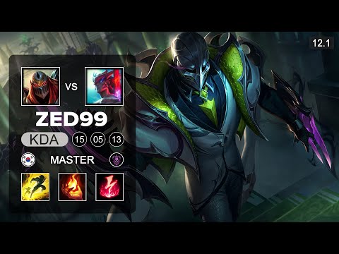 ZED99 Zed Mid vs Yone - KR Master - Season 12 Patch 12.1