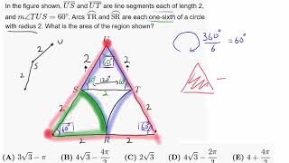 2017 AMC 8 Problem 25 (Equilateral Triangle, Sector, Areas)