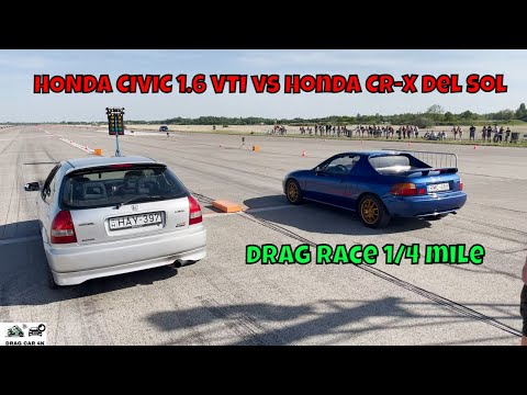 Thumbnail for HONDA CIVIC 1.6 VTI B16A vs Honda CR-X del Sol D16Z drag race 1/4 mile 🚦🚗 - 4K UHD by Honda CR-X del Sol