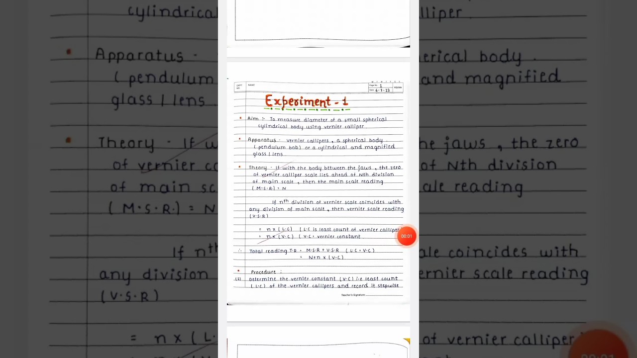 To measure the diameter of small cylindrical body using Vernier caliper| Class 11 practical 1
