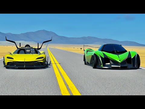 Devel Sixteen with Nos vs Koenigsegg Tornado Concept - Desert Drag Race 15 KM