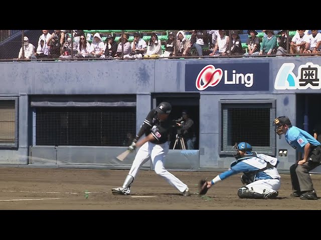 【ファーム】マリーンズ・金田優太 低めの球をうまく捉えるタイムリーヒットで追加点!!  2024年6月5日 北海道日本ハムファイターズ 対 千葉ロッテマリーンズ