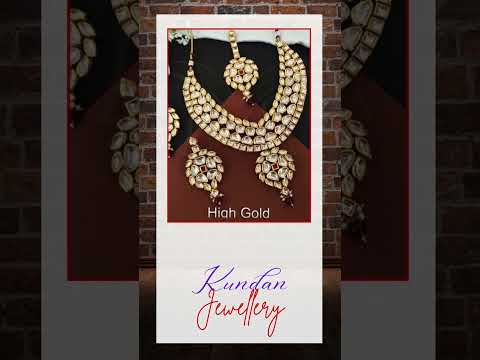 Kundan JewelryHigh Gold Polish Designer Party Wear Fancy Style Necklace Set