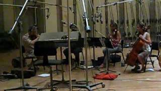 Dean & Britta with Scott Hardkiss @ string session for SH Remix of D&B's "13MB for Andy Warhol"