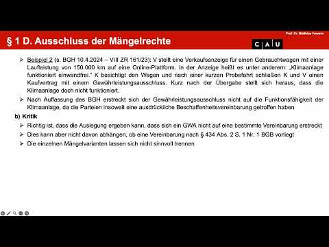 Examenskurs Schuldrecht BT – Folge 04 (KaufR: Konkurrenzen, Übungsfall 1)